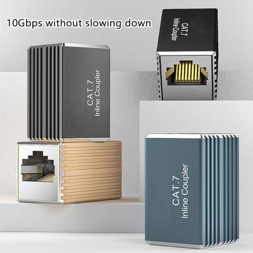 Image of Compactly Metal Shielded RJ45 LAN Coupling Ethernet Cable Connectors LAN Adapter Support 1Gbps /10Gbps Data Transmission