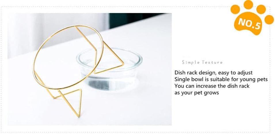 Pet Bowls Non Slip Cat Bowls Glasses Single Bowls with Gold Stand Pet Food Water Bowls for Cats Dogs Feeders Pet Products S