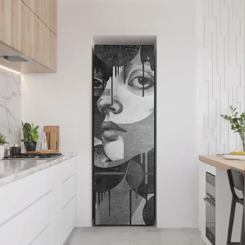 Vinilos de Nevera de Rostro Abstracto para Cocinas Modernas 3