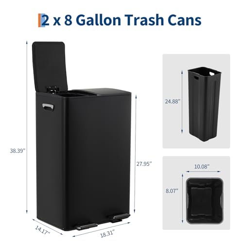 Caneca de Basura Doble Compartimento 2 x 30L Negro miniatura 2