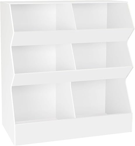 Miniatura 14 de DINZI LVJ Estantería para niños, organizador de almacenamiento de juguetes, armario de almacenamiento de juguetes de madera, estantería para niños