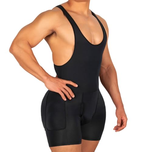OPPOQ Pantalones Cortos moldeadores de Cuerpo para Hombres, Body, Fajas adelgazantes, Pantalones elevadores de Cadera, Todo en uno, Control de Barriga, contracción Abdominal, Moldeador,Negro,XXL
