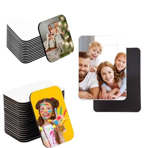 40 Pezzi Calamite Magneti Personalizzati, Magnete Per Sublimazione, Calamite Personalizzate Con Foto, Calamite Frigorifero, Superficie Liscia e Lucida, Due Forme, Adatto per i Regali di Festa