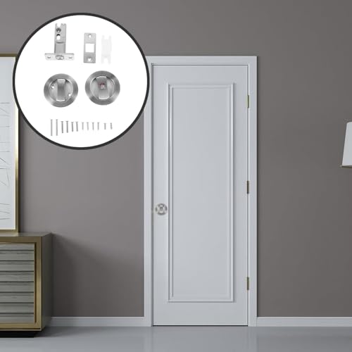 Kichvoe cerradura para puerta corrediza de bolsillo de aleación de zinc plateada con seguridad adicional y fácil operación, hardware simple para puerta de privacidad para baño o dormitorio miniatura 7