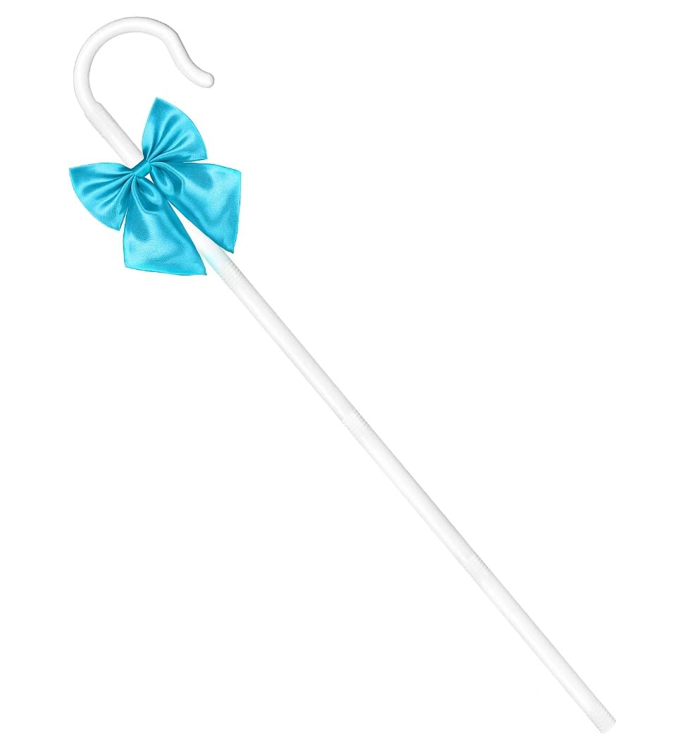 Spinosaurus 52 Inch Shepherd's Crook with Bow White Shepherd Staff Shepherd's Stick Nativity Costume Accessories Cosplay Cane Prop