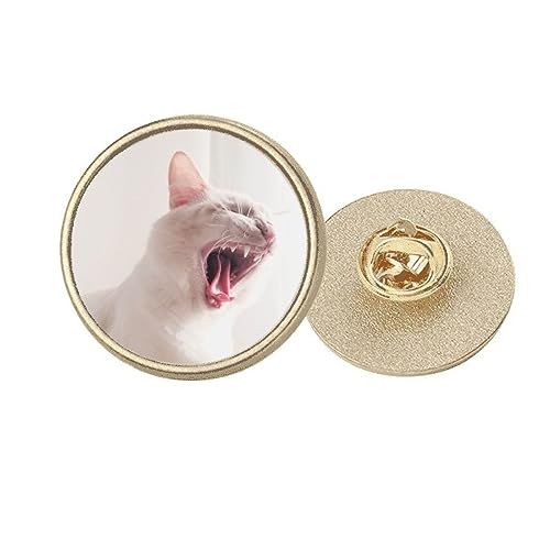 Broche chat en métal doré rond M à offrir aux passionnés de félins