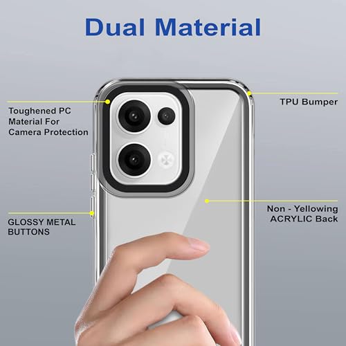 Image of Zapcase Back Case Cover for Oppo Reno 13 5G | Compatible for Oppo Reno 13 5G Back Cover | Case Cover with Camera Protection | (TPU + PC | Translucent Black)