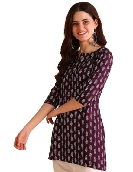 Image of Women's Short Kurti in TopsTunic Rayon Cotton Blend | Ladies Ethnic Tunic