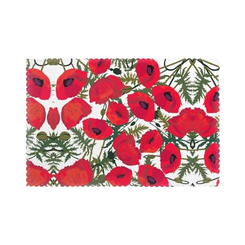 Sets de table anti-tache polyester coquelicot pour préserver vos tables en bois