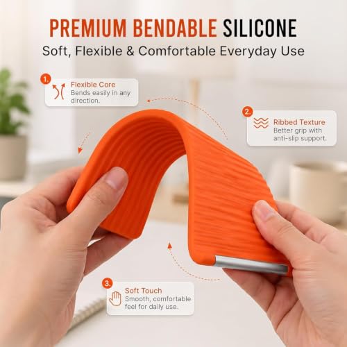 Image of Adjustable Flexible Silicone Phone Stand for Desk, Roll-Up Mobile & Tablet Holder for Video Calls, Reading, Gaming, Home, Office and Travel
