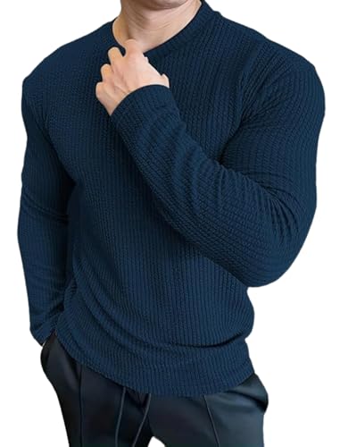 Image of Men's Polyester T-Shirt with Round Neck Long Sleeves Solid Pattern Regular Fit and Standard Length | Mans T Shirts for Casual