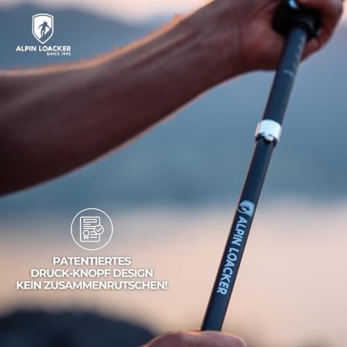 ALPIN LOACKER Wanderstöcke faltbar Aluminium mit Korkgriff I Nordic Walking Stöcke Damen I Leichte Faltbare Trekkingstöcke Teleskop für Bergsport, 115-135 cm