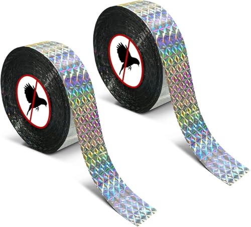 Cinta Repelente de Pajaros 200m, x2 Rollos de 100 Metros Antipalomas Ahuyentador, Cinta Exterior Espantapajaros para...