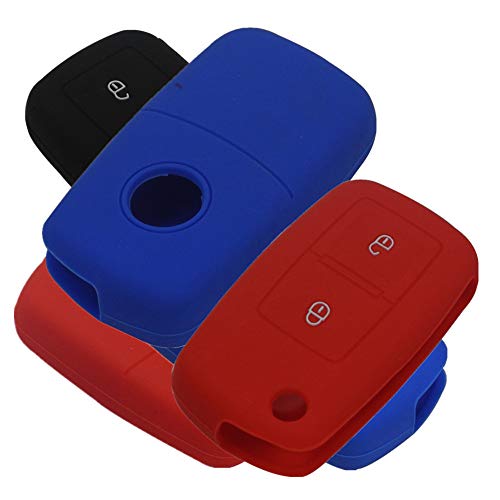 Happyit Silicone Car Key Cover Case for VW Volkswagen Amarok Polo Golf 4 5 6 MK4 Bora Jetta 2 Buttons (Red) - Image 4