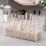 NIUBEE Acrylic Pen Holder 4 Compartments Clear Pencil Organizer for Countertop, Desk, Accessories Storage