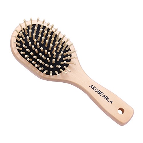 Akobearla Hair Brush Natural Wooden Bristle Hair Combs Paddle Spa Massage Hairbrush Women and Men Small Detangling Brush …
