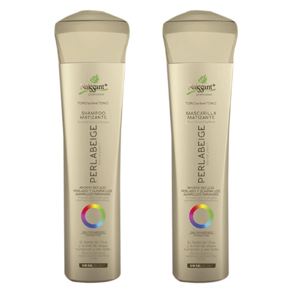 Naissant Set Purple Shampoo & Toning Mask | Eliminates Brassiness | Neutralizes Yellow & Orange Tones | Paraben, Ammonia & Sulfate Free | Pro-Vitamin B5, Olive Oil & Honey (Perla Beige) 10.1 Fl Oz