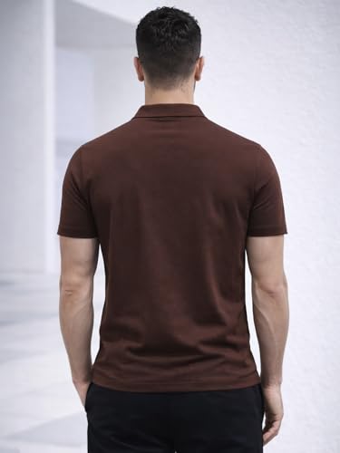Image of Veirdo Men's Regular Fit Interlock Polo T-Shirt, Cotton Fabric, Half Sleeves,Stylish Collared Neck, Perfect for Casual and Office Wear, Soft, Comfortable (S-2XL)