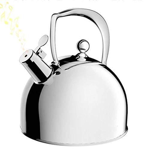 Whistle Kettle-Induction Safe Whistling Kochfeld, chirurgische Edelstahl-Teekessel-Teekanne mit ergonomischem Griff, 3 Liter