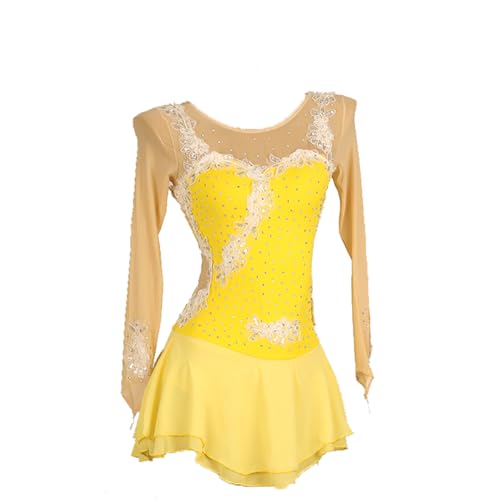 Vestido feminino profissional de patinação artística, collant de balé, strass brilhante, fantasia de