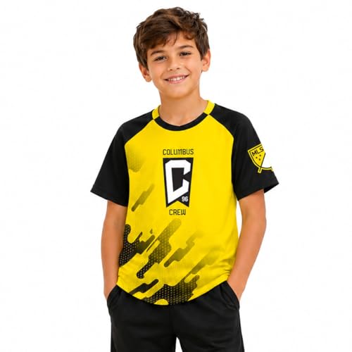 Outerstuff Columbus Crew SC Juniors Boys 4-18 Team Logo Fashion Performance Soccer Jersey Shirt (Yellow/Black Boys Medium-8/10)