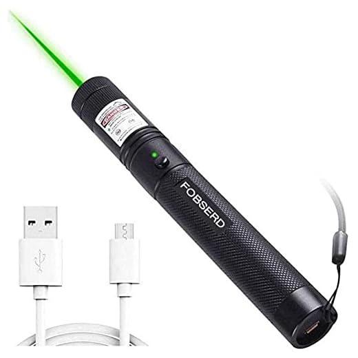 FOBSERD Long Range Green Beam High Power Flashligh with USB Charging,Adjustable Focus Green Flashlight for Night Astronomy Outdoor Camping Hunting and Hiking