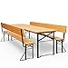 Deuba Set Mobili Stile Birreria Schienale Legno 2 Panchine Tavolo XL 170x70cm Fiere Giardino Esterni