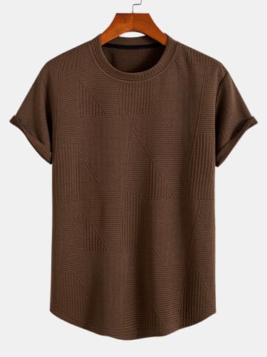 Image of GRECIILOOKS T Shirt for Men Poly Cotton | Textured Oversized Fit Man t-Shirt | Round Neck Half Sleeve Men t-Shirt's (Available in Plus Size)