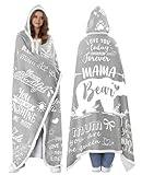 Gifts for Mum Wearable Blanket Hoodie,Present Blanket for Mums Mama Mother Gift Ideas,Mothers Day Mummy Birthday Mama Bear Blanket from son daughter or Husband inspirational Gift