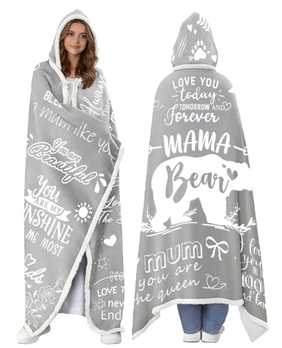Gifts for Mum Wearable Blanket Hoodie Present Blanket for Mums Mama Mother Gift Ideas Mothers Day Mummy Birthday Mama Bear Blanket from son daughter or Husband inspirational Gift