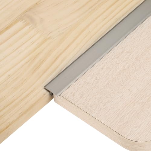 sourcing map 3 tiras de transición en T de 4 pies x 0.8 pulgadas, aleación de aluminio, vinilo para unir tablones laminados, azulejos, huecos de suelo, marrón claro