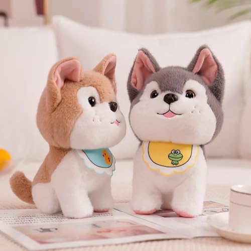 Image of Sibarian Husky Dog Plush Doll Realistic Soft Toy Pet Kawai Stuffed Animal Plushie Cute Toys Doll Birthday Gifts for Friends Kids Boys Girls Decorative 23cm
