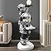 BULUXE Modern Silver Astronaut Floor Sculpture, Spaceman Figurine Statue with Tray Top for Home Decoration