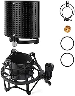 Moukey Microphone Shock Mount with Metal Pop Filter, Universal Mic Shock Mount
