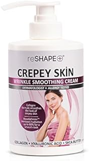 Reshape Crepey Skin Treatment Cream Wrinkle Smoothing Lotion Anti Aging Skin Care Moisturizer For Face, Arms, Neck, & Body W/ Collagen & Hyaluronic Acid To Improve Elasticity & Sagging Skin, 15 Fl Oz