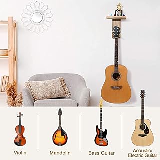 MoKo 2PCS Support de Guitare Mural en Bois, Support Multifonctionnel avec Support de Rangement pour Accessoires et… - Les Beatles, Paul McCartney, John Lennon, RIngo Starr, George Harrison MoKo 2PCS Support de Guitare Mural en Bois, Support Multifonctionnel avec Support de Rangement pour Accessoires et… – Image 4