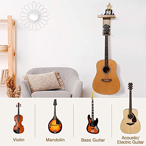 MoKo 2PCS Support de Guitare Mural en Bois, Support Multifonctionnel avec Support de Rangement pour Accessoires et… - Les Beatles, Paul McCartney, John Lennon, RIngo Starr, George Harrison MoKo 2PCS Support de Guitare Mural en Bois, Support Multifonctionnel avec Support de Rangement pour Accessoires et… – Image 5