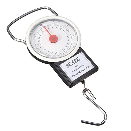 Portable Fish Weighing Scale 22 kg / 50 Ibs Hanging Hook Scale Including 1 m Measure Tape Luggae Weighing Scales by HomeElabador