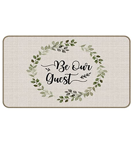 Farmhouse Be Our Guest Decorative Indoor Outdoor Doormat, Housewarming Gifts Family Room Front Door Mat 17 x 30 Inch for Guest Room Entrance, Front Porch Mat, Doormat Welcome Guest Room Mat