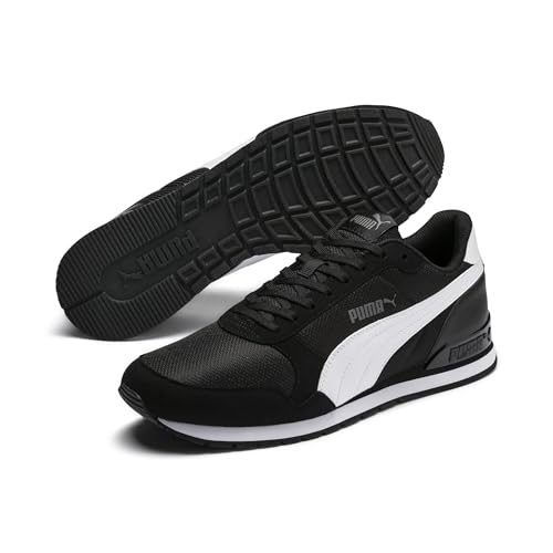 PUMA PUMA Unisex ST Runner v2 Mesh Sneakers, Black White, 10.5 US Women