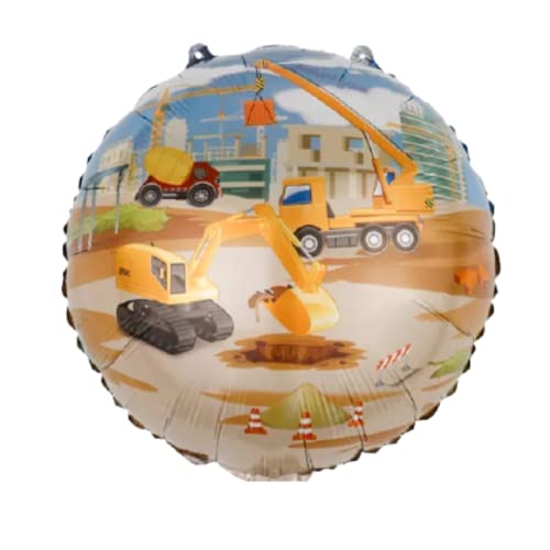 Image of Party Decorz Construction Loader Foil Balloon Set Of 5pcs(1pcs Construction Loader Balloon+ 2pcs Construction Foil Balloon+2pcs Star Balloon) For Vehicles /Transportation /Construction Theme