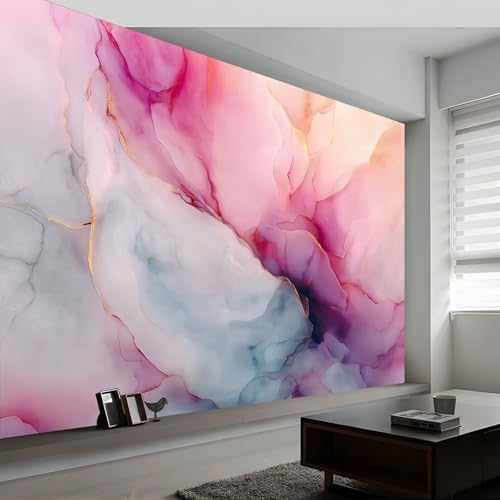 Carta da parati non tessuto sognante marmo strisce, Affresco murale design inchiostro stile pittorico per camera e ufficio - Carta da parati panoramica facile da applicare 400L x 280A cm