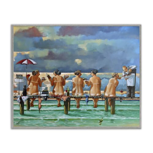 Nautical Dockside Summer Figure, 11 x 14 Inch Framed Giclée Print