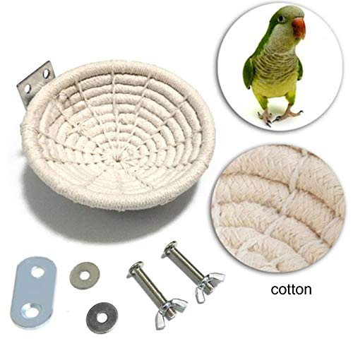 Image of Hamiledyi Handmade Cotton Rope Nest Parakeet Bed Breeding Nest Small Parrot Cage Hatching Nesting for Cockatiel Canary Lovebird Finch and Other Small Birds
