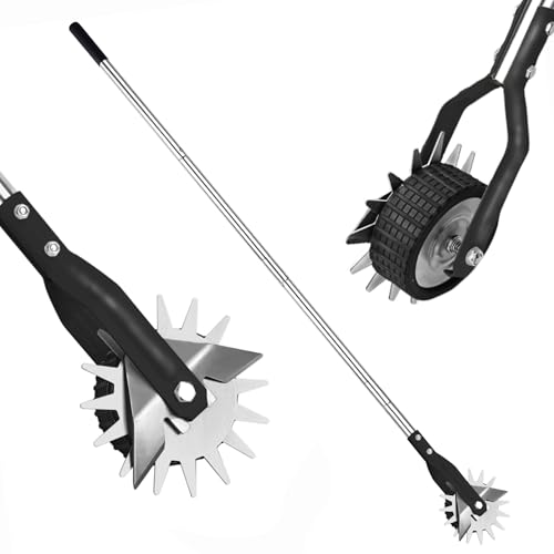 YEELOR Wheel Rotary Edger, Manual Lawn Edger, Stainless Steel Handle,Adjustable Handlebar Length, 58.3-Inch, Rotary Edger Lawn Tool for Sidewalks, Garden, Driveways, Flower Bed, Trimming Grass, black