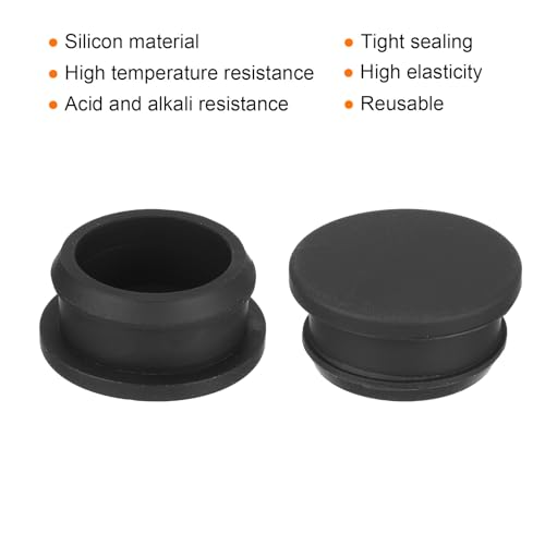Image of MECCANIXITY Silicone Snap in Locking Hole Plugs,Rubber Panel Seal Cover Flush Type Panel Round for Kitchen Rubber Bulkheads Waterproof Sealing Plugs 27mm /1.06 Inch Diameter Black,Pack of 4