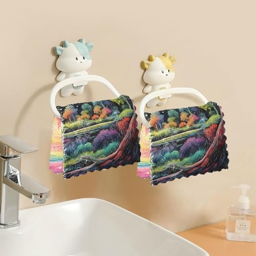 ALAZA Dish Towels Kitchen Cleaning Cloths Rainbow Unicorn in Mysterious Forest Dish Cloths Absorbent Kitchen Towels Lint Free Bar Tea Soft Towel Kitchen Accessories Set of 6,11\"x11\"