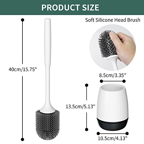 Hibbent Toilet Brush with Ventilated Drying Holder, Silicone Toilet Bowl Brush Bathroom Cleaning Bowl Brush Kit Sturdy Cleaning Toilet Brush, Floor Standing & Wall Mounted Without Drilling, Black by Hibbent - Image 2