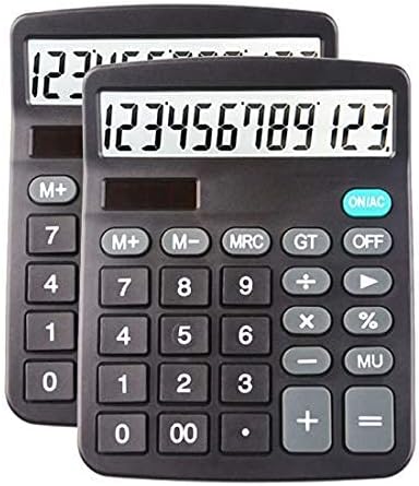 Desk Calculators Large Display 2 Pack,Solar Calculator, Basic Calculator with 12 Digits & Big button,Office calculator(Black)