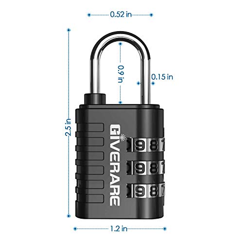 Giverare 8 Pack Combination Lock, 3-Digit Padlock Keyless, Resettable Luggage Locks For Backpack, Gym & School & Employee Locker, Weatherproof Travel Lock For Fence, Backyard Gate, Hasp, Case-Black #TOP1